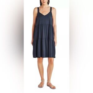 Splendid Navy Tiered Sleeveless V-Neck Dress